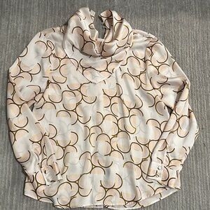 Zara White and Gold Patterned Blouse